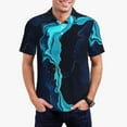 thumbnail image 3 of Balery Blue Marble And Gold Printed Men’s Short Sleeve Polo Shirt, Midweight Men's Shirt,Golf Polo shirts -Small, 3 of 9