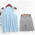 thumbnail image 2 of HVOBTTY Mens Comfy Pajama Set, Summer Pajama Set for Men, Men's Soft Casual Solid Color 2 Piece Sleeveless V Neck Tank Top and Shorts Elastic Waist Training Sport Pajama Sets Silver, XXXL, 2 of 4