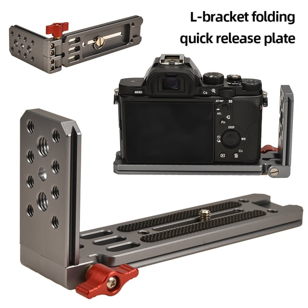Placa Liberación Rápida Soporte Universal en L para Cámara Plegable Forma Con Conmutación Vertical Y Horizontal Compatible Arca Trípode Nikon Sony