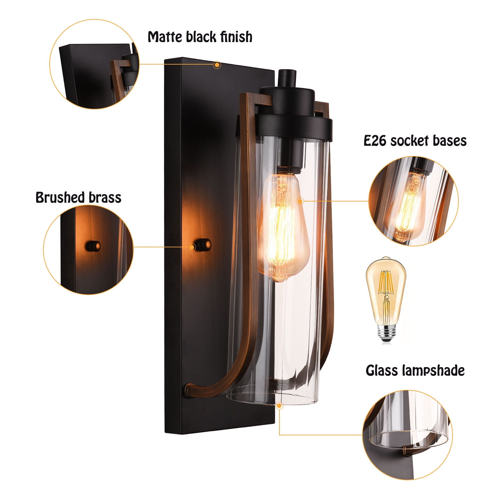 Retro Wall Light Outdoor Wall Lamp Balcony Porch Patio Wall Sconce Lighting Decor Fixture