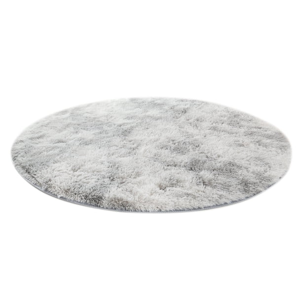 Alfombra redonda y esponjosa para dormitorio, alfombra circular suave para habitación infantil, alfombras circulares de felpa peluda para decoración del hogar, gris