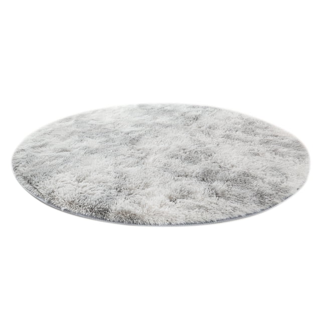 Alfombra redonda y esponjosa para dormitorio, alfombra circular suave para habitación infantil, alfombras circulares de felpa peluda para decoración del hogar, gris