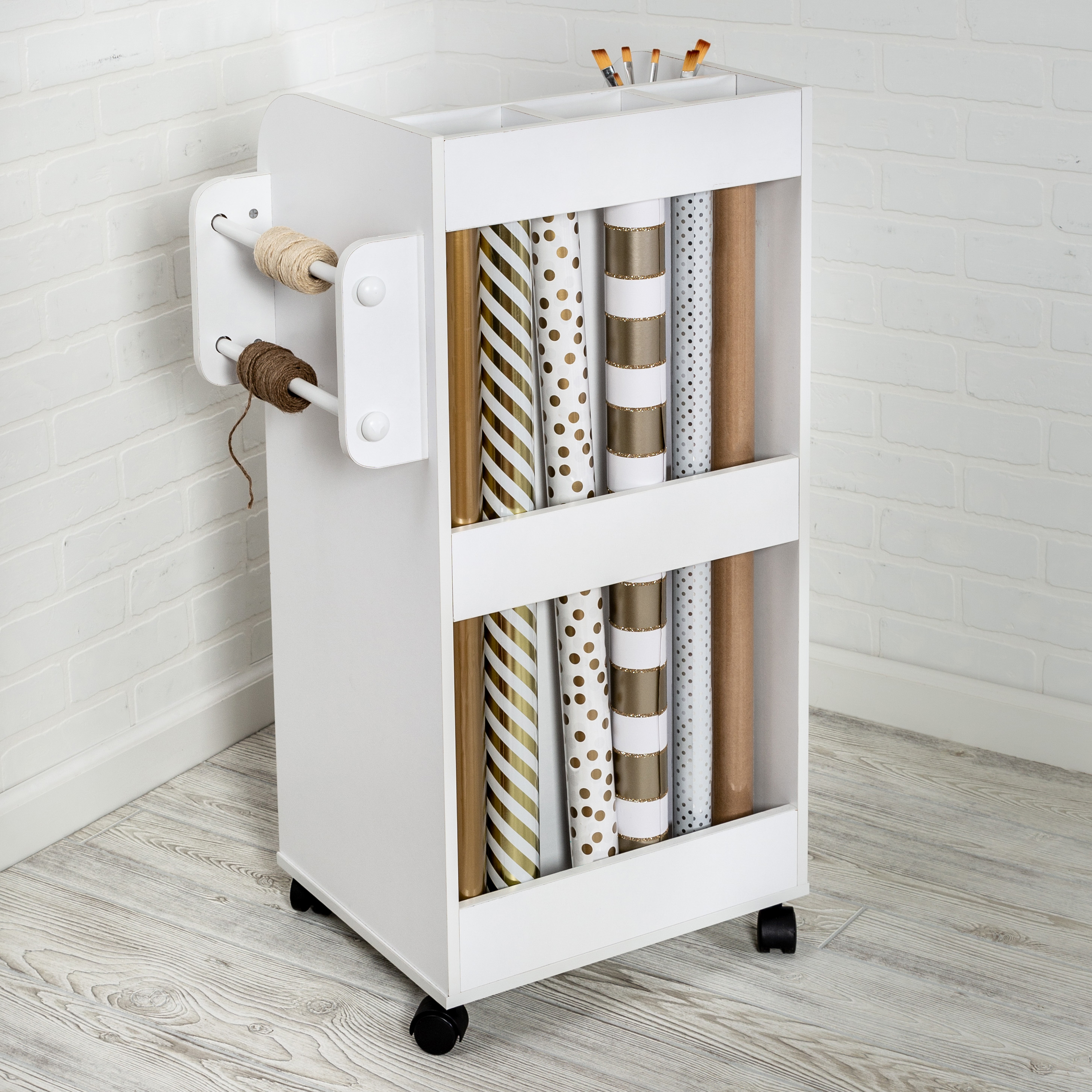Honey-Can-Do 6-Tier Wood Rolling Craft Storage Cart, White - image 5 of 9