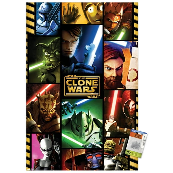 Star Wars: The Clone Wars - Grid Wall Poster with Push Pins, 22.375" x 34"