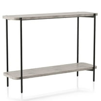 Furniture of America Elgun Metal 1-Shelf Console Table in Black and Gray