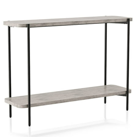 Furniture of America Elgun Metal 1-Shelf Console Table in Black and Gray