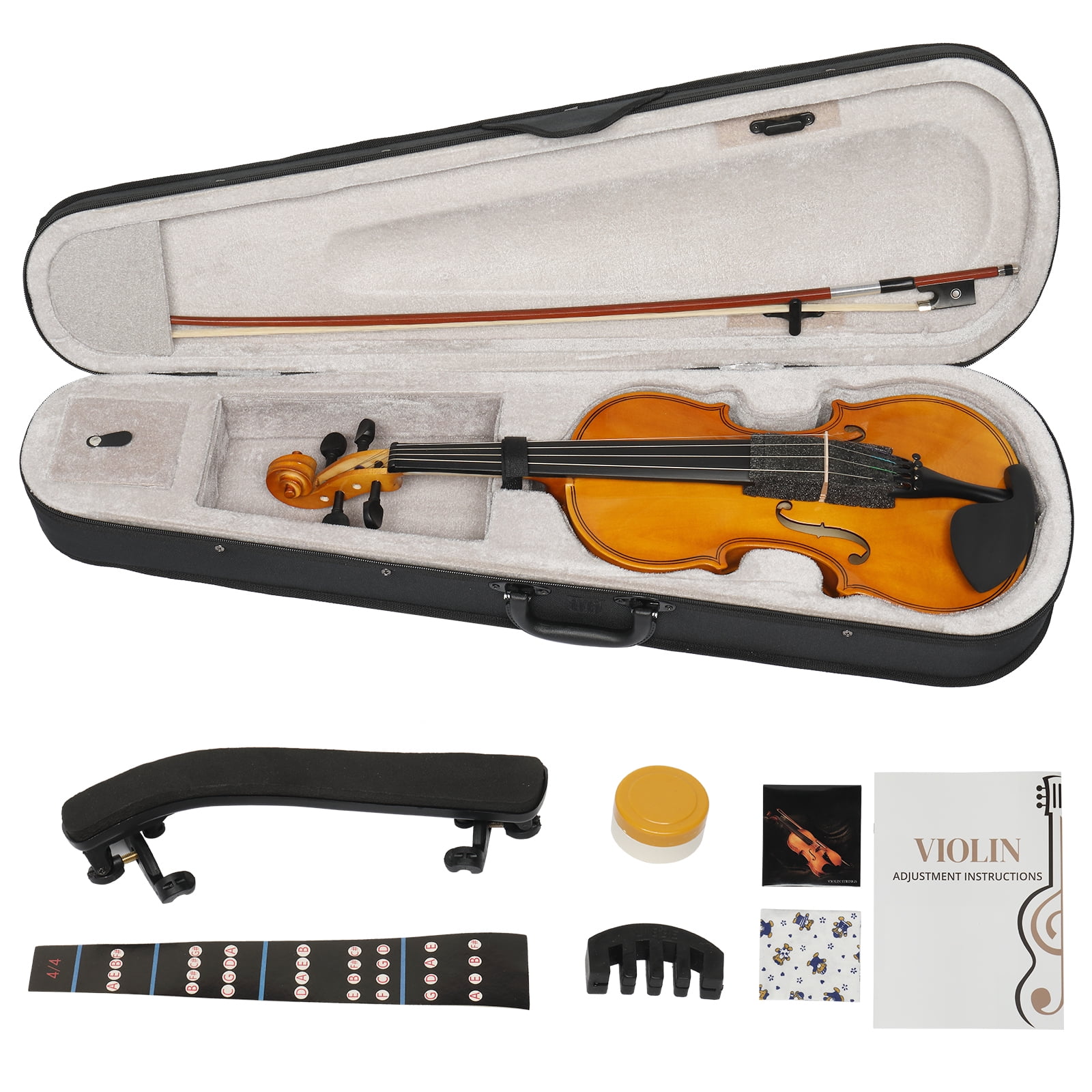 4/4 Acoustic Violin Set for Beginners Kids and Adults, Basswood, Includes Case, Bow, Rosin, Extra Strings and Sordine
