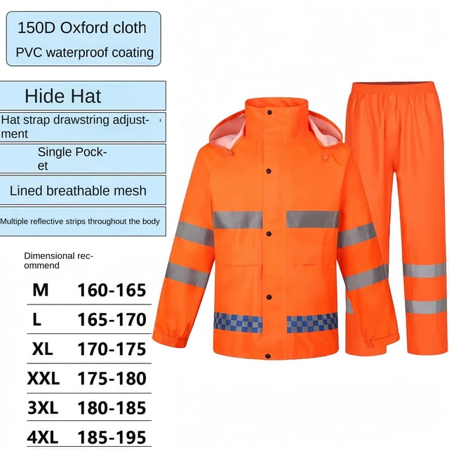 Deux Ensembles Imperméable Réfléchissant Pantalon de Pluie Ensemble Imperméable Séparé de Service Imperméable pour Travailleurs de l'Assainissement Protection du Travail Imperméable Extérieur