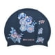 thumbnail image 1 of Gorro de natación impermeable de silicona con estampado de flores azul de Bargains Únicos 1 Pc, 1 of 5
