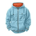 thumbnail image 2 of BiZtdJrK Cargo Hoodies for Men Full Zip Hooded Sweatshirt Fashion Casual Athletic Jacket with Pockets Sky Blue M, 2 of 4