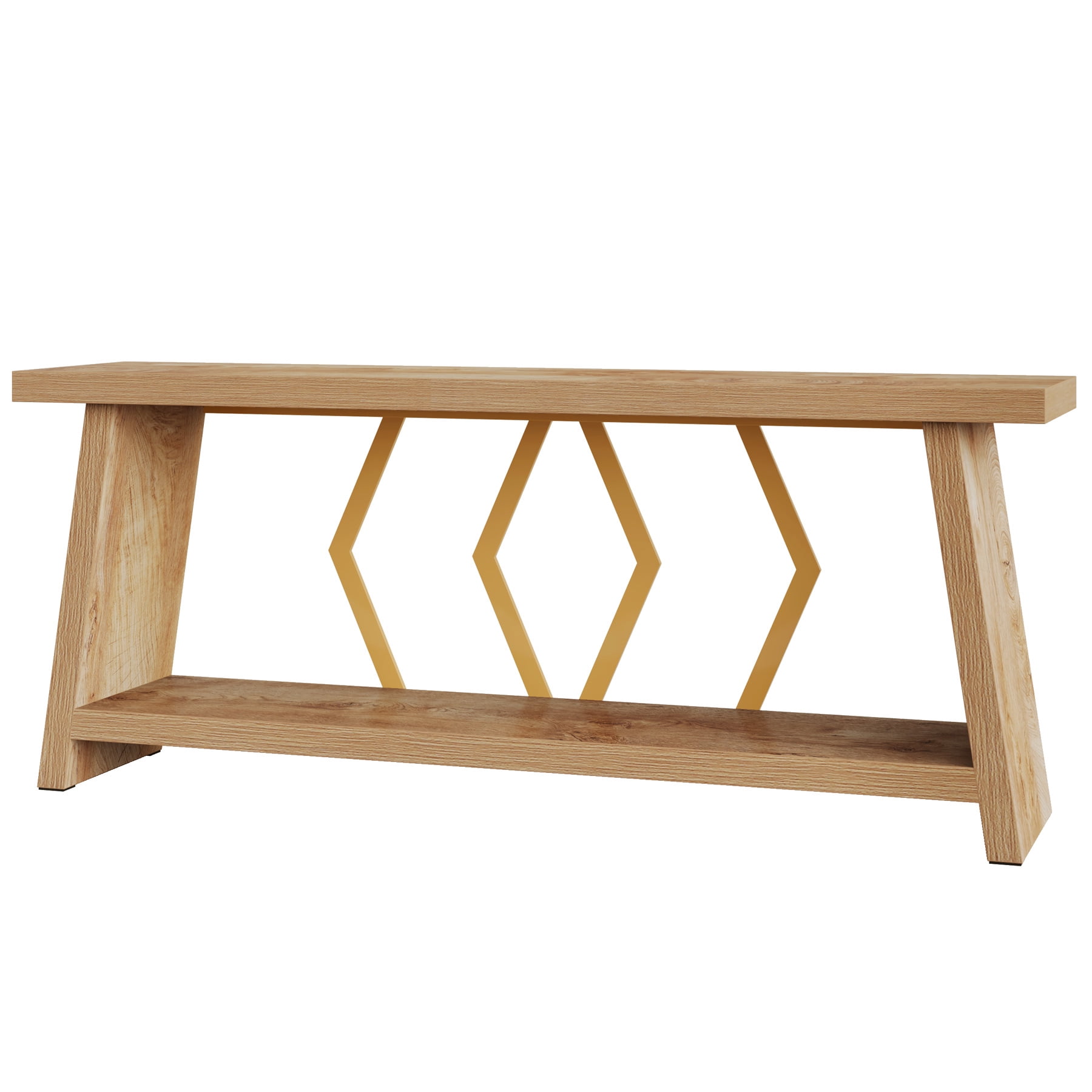 Fnova 70.86" Farmhouse Console Table for Entryway, 2-Tier Storage Long Narrow Wood Entryway Sofa Table, Easy Assembly, for Living Room Staircase Hallway Decor