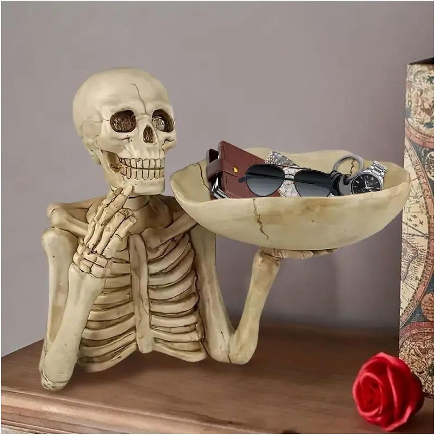 Skeleton Tray Gothic Resin Candy Dish, 13.78 x 11.81 in