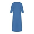 thumbnail image 2 of Abcnature Womens Maxi Dress, Women Round Neck Loose Short Sleeve Solid Mid-Calf Dress, Plus Size Summer Casual Long Dresses, Wedding Guest Dresses Beach Party Dress Blue XXXL, 2 of 4