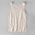 thumbnail image 4 of Linen Tank Tops for Men Summer, Solid Color Casual Sleeveless T Shirts, Khaki 4XL, 4 of 8