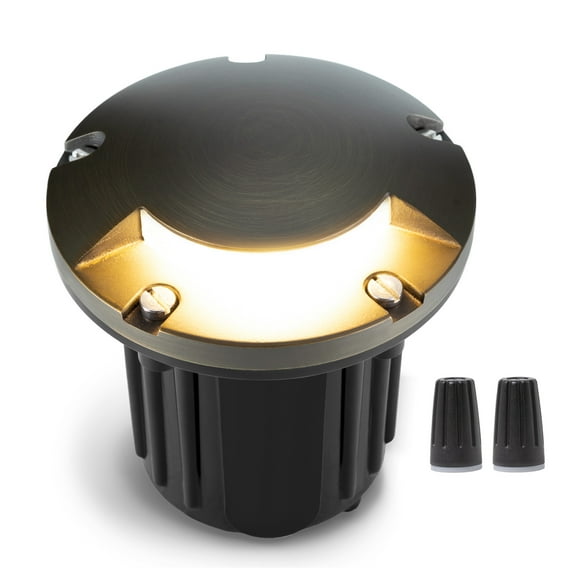 Gardenreet Brass Well Lights Landscape Led In Ground,12V LED Low Voltage Landscape Lighting Well Lights for Garden, Pathway Without MR16 Bulb(One-Direction Turret)