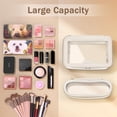 thumbnail image 3 of Travel Clear Makeup Bag with Makeup Brush Bag, Leather Makeup Case Toiletry Bag, Portable Cosmetic Bag Case, Transparent Waterproof Cosmetic Organizer Storage Bag for Women, Medium, Off-White, 3 of 7