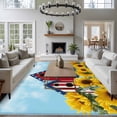 thumbnail image 5 of Rectangle Rug 5x8ft Area Rug, Farm Yellow Sunflower Leaves Area Rugs for Living Room Bedroom, Farmhouse Barn Stars Floor Mat Non-Slip Non-Shedding Carpet Indoor Accent Rugs, 5 of 9