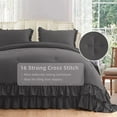 thumbnail image 3 of D.N.G. BEDDINGS 5 Piece Luxury 5 Inch Two Layer Ruffle Comforter Set Premium Super Soft, 800 TC, 100% Egyptian Cotton, Super Soft, Oversized Super King Size Dark Grey Color, 3 of 7