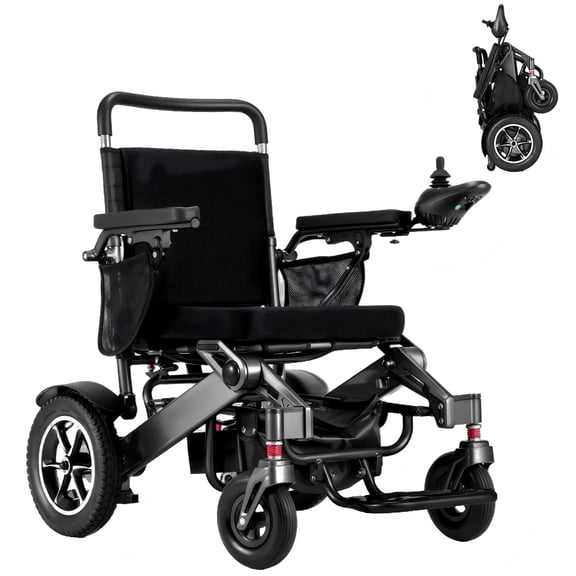 VERPAL Electric Wheelchair for Adult 300 lbs,Lightweight Foldable Motorized Wheelchairs,500W Motors,25 Miles Range,All Terrain,Black Silver