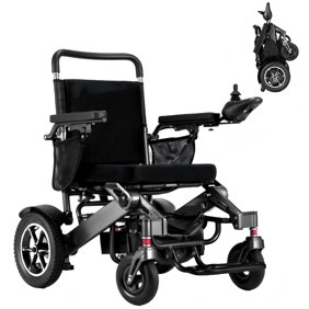 VERPAL Electric Wheelchair for Adult 300 lbs,Lightweight Foldable Motorized Wheelchairs,500W Motors,25 Miles Range,All Terrain,Black Silver