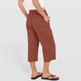 thumbnail image 5 of Women's Pants Elegant High Witless Solid Color High Waist Pocket Capris for Casual Pants, 5 of 8