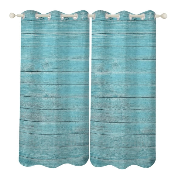 Ocean Aqua Blue Teal Old Wood Turquoise 2 Panels Blackout Curtains for Bedroom Living Room Drapes Kitchen Room Window Blackout Curtain Grommet