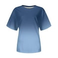 thumbnail image 5 of Short Sleeve Gradient Color Print Blouses for Women Lightweight Round Neck T-Shirts Fashion Casual Summer Tops, 5 of 5