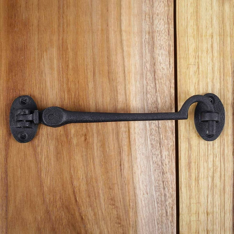Renovators Supply Black Cast Iron Cabin Hook Eye Bolt 6 L Swivel Style Reversible Privacy Hook Latches for Kitchen Cabinet Window Sliding Screen Door Locks w Screws Pack of 3 Walmart