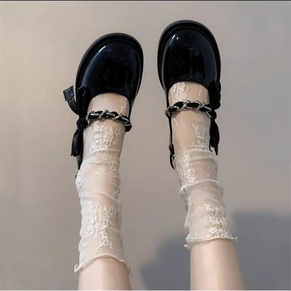 3 Pairs Women Lace Mesh Mid Calf Tube Loose Socks Thin Breathable Boot Socks