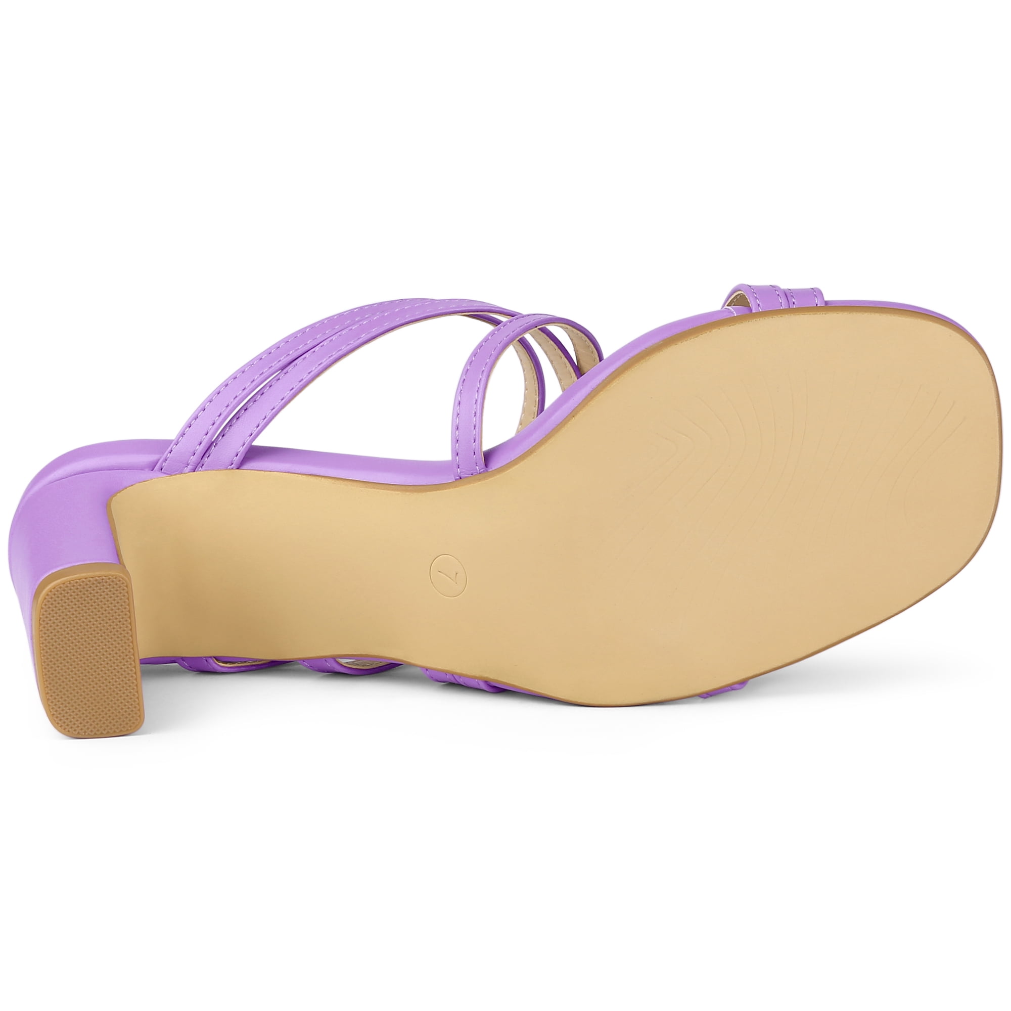 DARING DIVA Women's Sandals Block Heeleds Crisscross Strap Sandals Purple 8.5