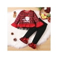 thumbnail image 3 of Toddler Girl Christmas Plaid Clothes Santa Long Sleeve Shirt Tops and Plaid Long Pants Outfit Set, 3 of 9