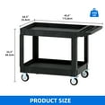 thumbnail image 5 of Dextrus Heavy-Duty Utility Cart, 550 lbs Capacity, 45 x 25 inch Plastic Rolling Service Cart with 2 Shelves, Black, 5 of 10