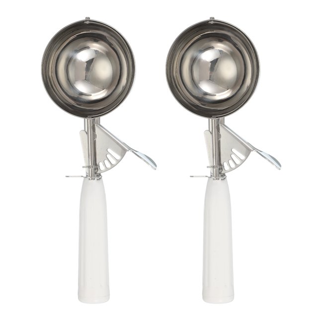 Uxcell 2 Pcs Cookie Scoops, Ice Cream Scoop with Trigger for Baking Cookie Dough Rice Pudding Kitchen Gadget, White