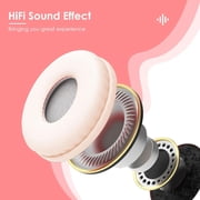 Cat Ear Kids Bluetooth Headphones, LED Light Up Wireless Foldable Stereo Girls Headphones, Kids Headphones for School Birthday Xmas Gift, Pink