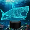 thumbnail image 1 of YSITIAN Animal Shark Gifts for Shark Lovers 3D Illusion Night Light Touch Lamp, Creative RGB Led, Christmas Birthday Decorations Gifts YT02-161, 1 of 5