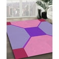 thumbnail image 3 of Ahgly Company Machine Washable Indoor Round Transitional Neon Pink Area Rugs, 6' Round, 3 of 7
