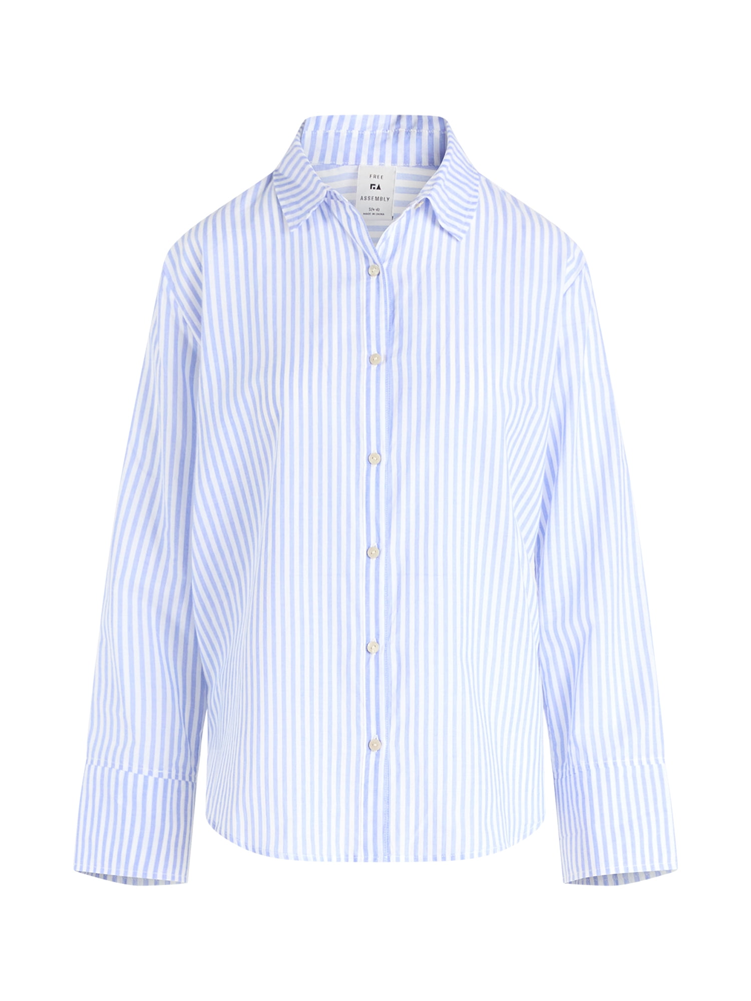 Free Assembly Women's Striped Cotton Coverup Tunic Shirt, Sizes XXS-XXL