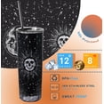 thumbnail image 2 of 20oz Sun and Moon Skull Floral Ghost Tumbler Stainless Steel Halloween Cup Psychedelic Stars Spider Vacuum Insulated Travel Coffee Mug with Splash-Proof Lid Metal Straw, 2 of 6