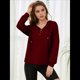 thumbnail image 5 of Sudadera con Capucha para Mujer, Cuello Abotonado, Cordón Ajustable, Sudadera Informal de Larga, Camisetas. Vino Tinto L, 5 of 10