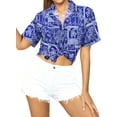 thumbnail image 2 of HAPPY BAY Women's Button Down Blouses Casual Summer Beach Party Blouse Shirt V Neck Short Sleeve Tropical Vacation Button up Hawaiian Shirts for Women L Marine Theme, Blue, 2 of 6