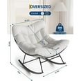 thumbnail image 2 of Papasan Rocking Chair, Outdoor Patio Rocking Chairs with Thick Cushion and Removable Side Pockets, Oversized Rocker Egg Chair for Bedroom, Porch, Garden (White, 43.3"D x 36.22"W x 24.8"H), 2 of 6