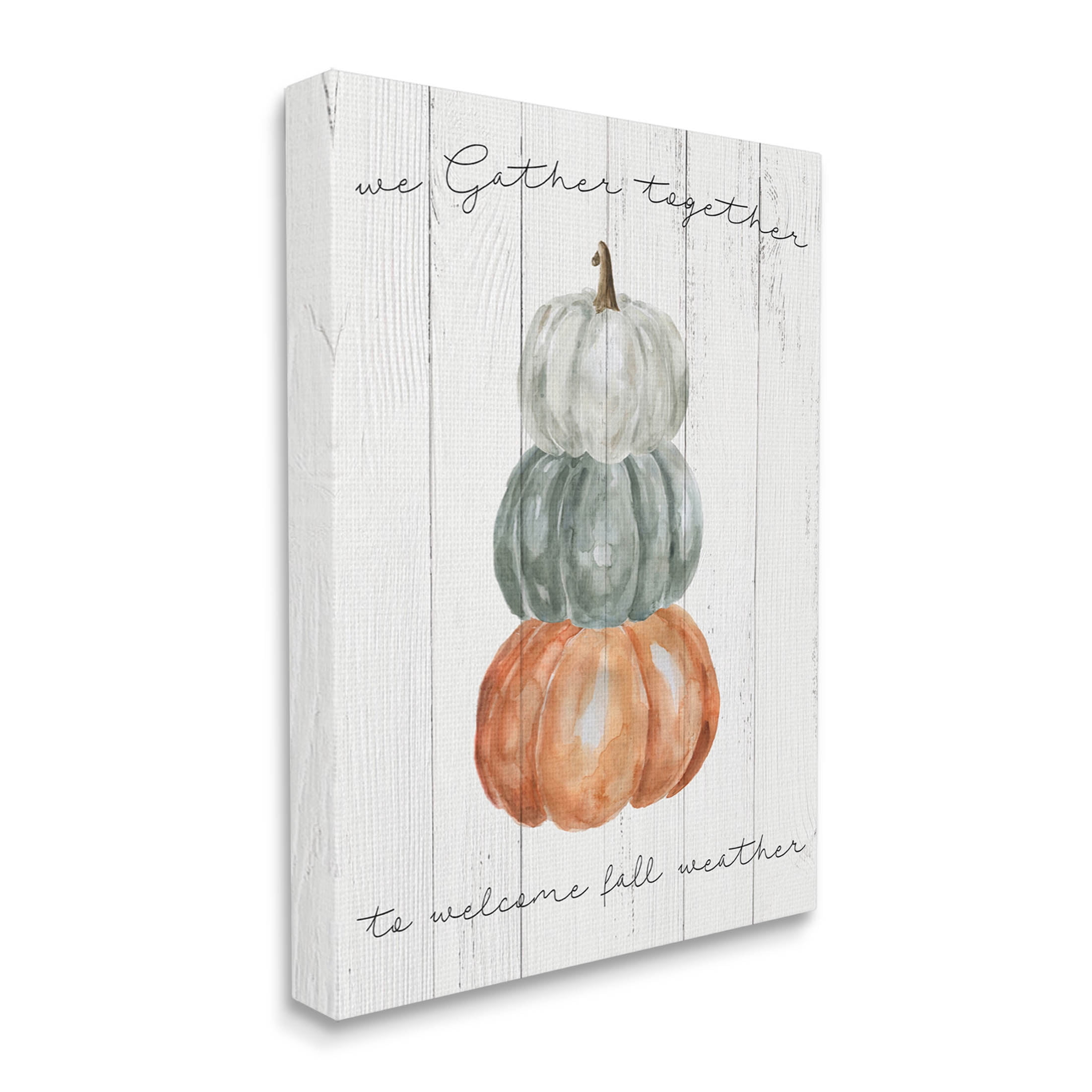 Stupell Industries Gather Together Fall Weather Pumpkins Graphic Art Gallery Wrapped Canvas Print Wall Art, Design by Livi Finn