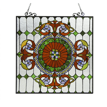 CHLOE Tiffany-glass Victorian Window Panel 25x25