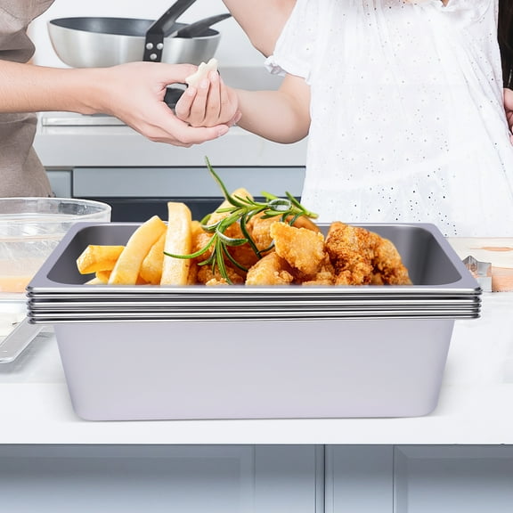 Miumaeov Full Size Steam Table Pans, 6-Pack 6 Inch Deep Restaurant Steam Table Pans Commercial, Hotel Pan Made of 201 Stainless Steel