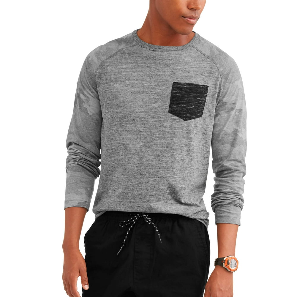 GEORGE - George Men's long sleeve raglan crew with pocket, up to size ...