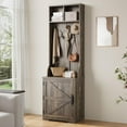 thumbnail image 1 of 77" Freestanding Entryway Hall Tree with Shoe Storage, Space-Saving Coat Rack Featuring 5 Hooks, 2 Open Cubbies and Shoe Cabinet for Hallway, Living Room and Mudroom, 1 of 6
