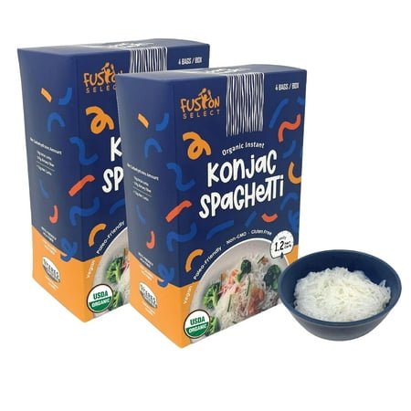 Fusion Select 8 Packs Organic Konjac Spaghetti - Shirataki Plant-Based Substitute - Healthy Diet Pasta - Rich in Fiber - Vegan, Keto, Paleo-Friendly, Zero Gluten, Low-Carb & Low-Carlories