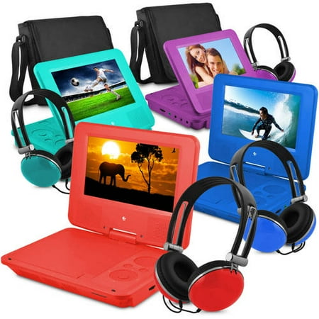 Ematic 7" Portable DVD Player with Color Headphones and Carrying Case Bundle