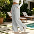 thumbnail image 6 of Womens Wide Leg Sweatpants Cotton Line Elastic High Waisted Side Slits Drawstring Baggy Lightweight Pants with Pockets Athletic Joggers Trousers, 6 of 10
