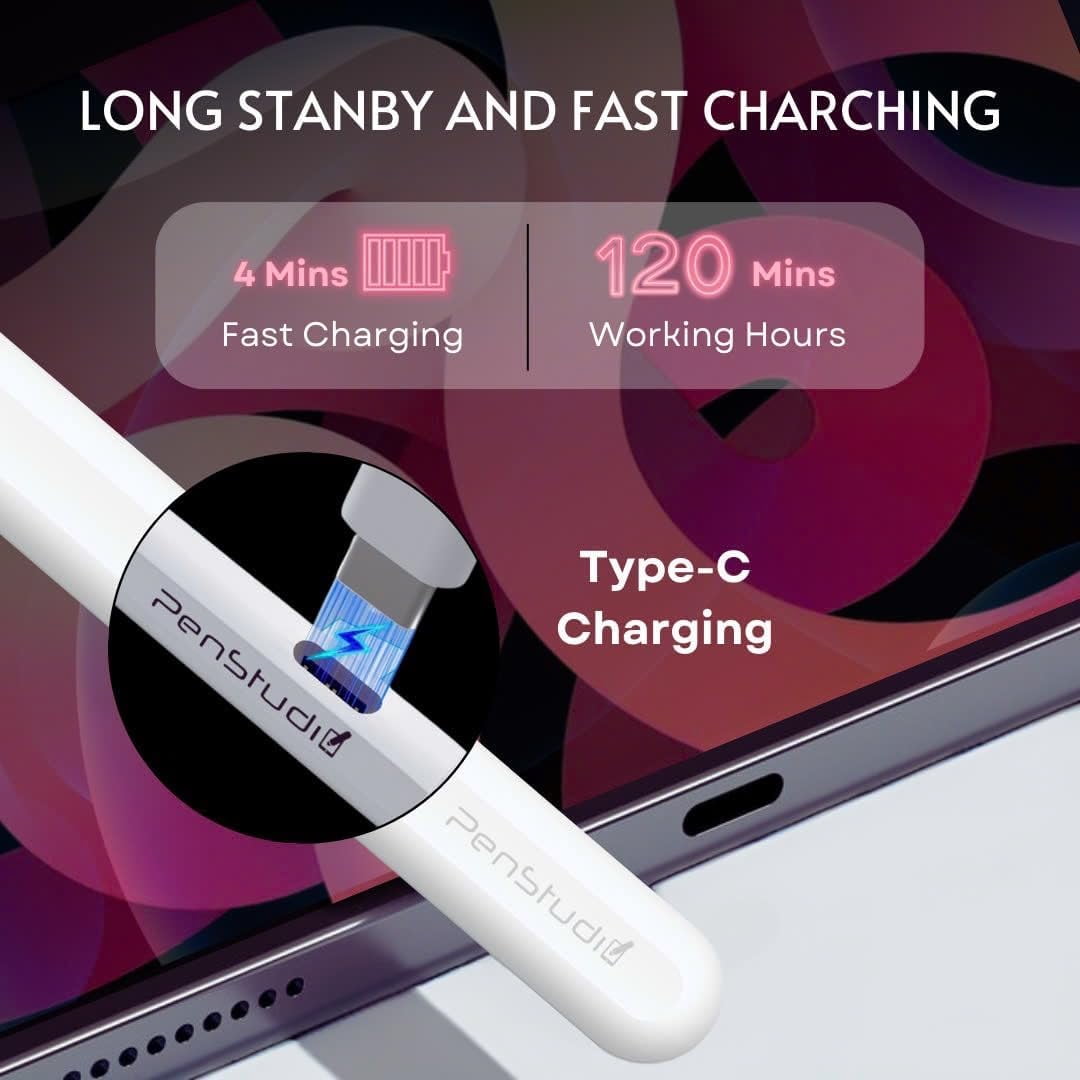 Touch pen suitable for Apple iPad (2018 - 2025 model) | Faster charging | Customizable functions | Quick switching